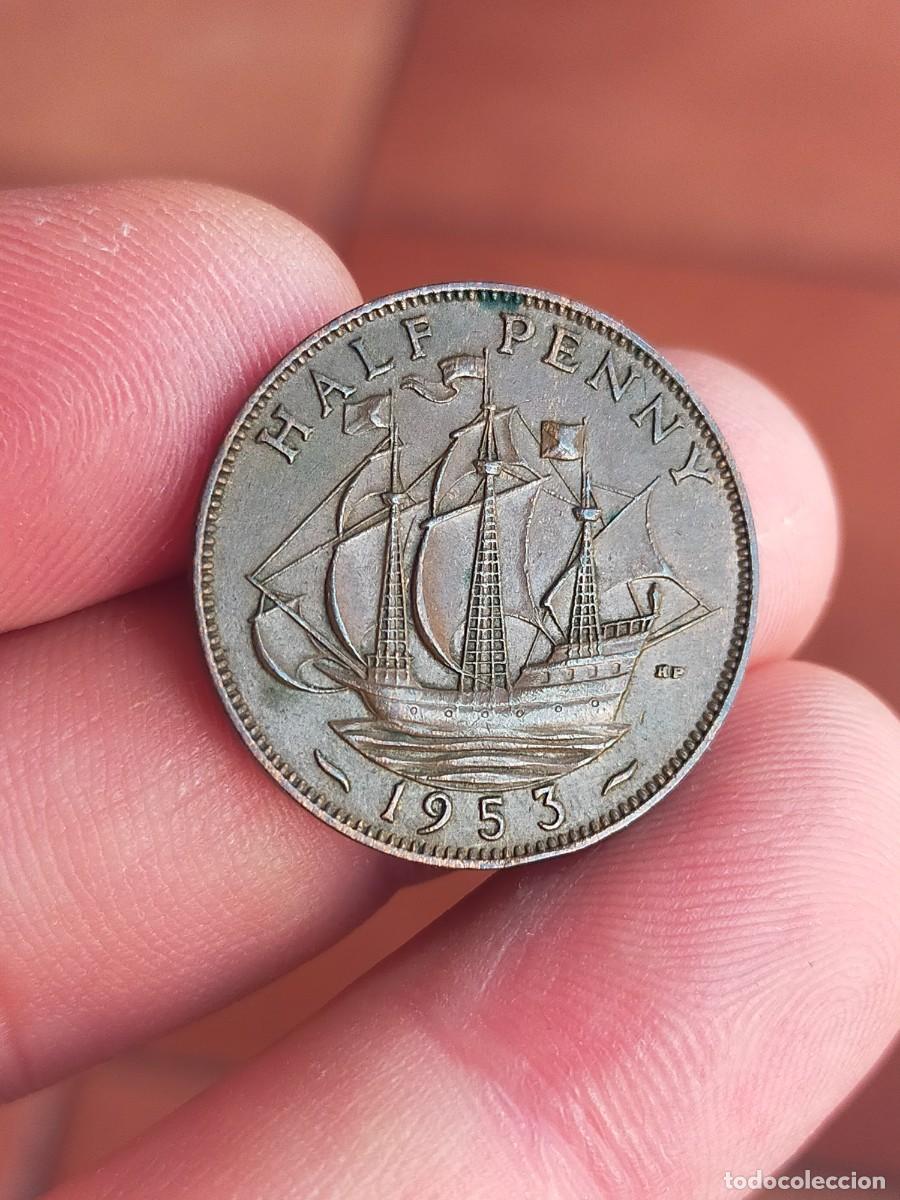 Alte M&uuml;nzen aus Europa: MONEDA 1/2 MEDIO HALF PENIQUE PENNY 1953 REINO UNIDO GRAN BRETA&Ntilde;A INGLATERRA MUY BUENA CONSERVACION