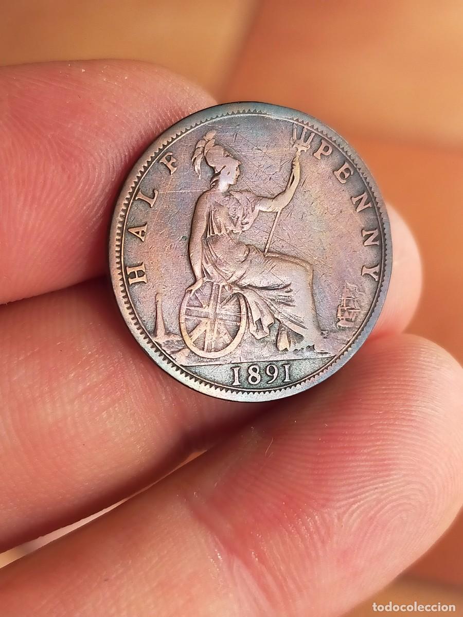 Monedas antiguas de Europa: MONEDA DE 1/2 MEDIO HALF PENIQUE PENNY 1891 REINO UNIDO GRAN BRETA&Ntilde;A INGLATERRA BUENA CONSERVACION