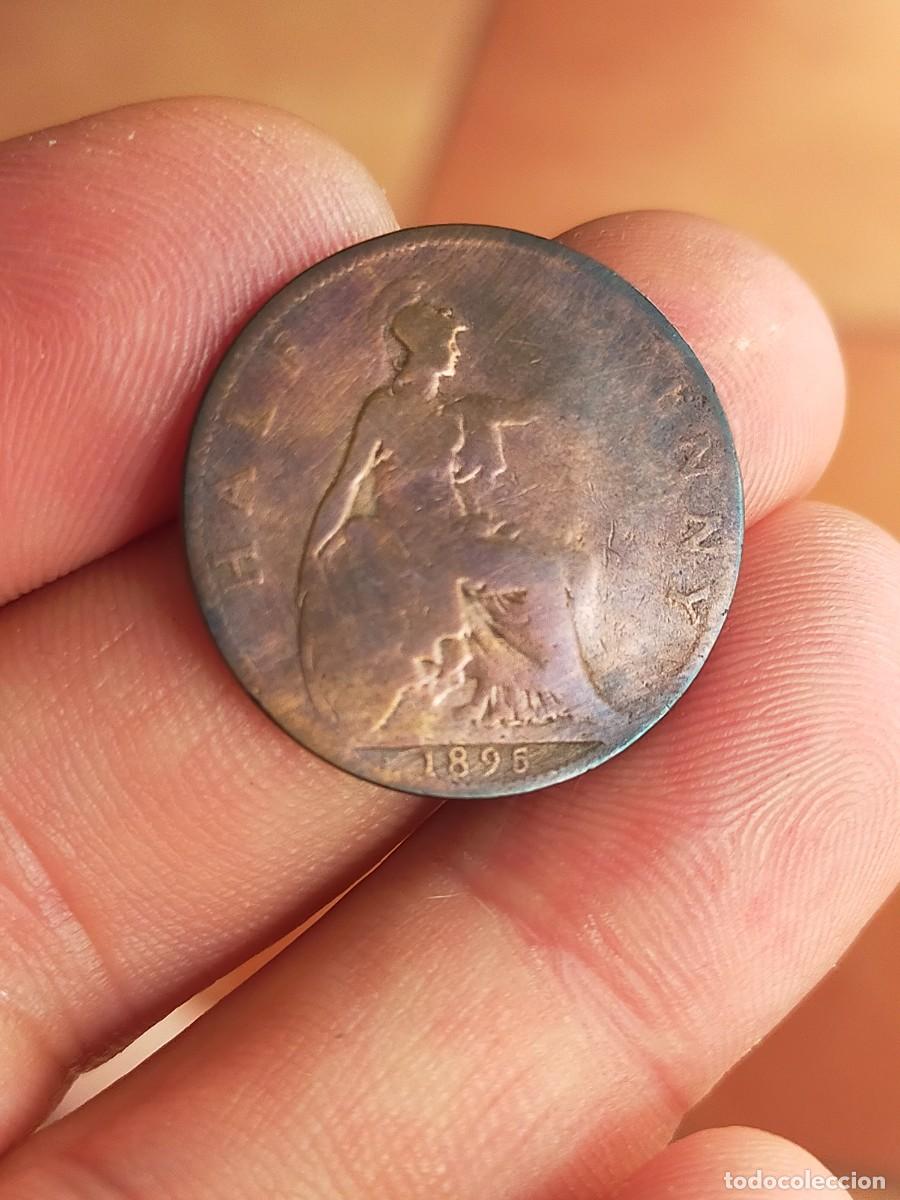 Monedas antiguas de Europa: MONEDA DE 1/2 MEDIO HALF PENIQUE PENNY 1895 REINO UNIDO GRAN BRETA&Ntilde;A INGLATERRA MALA CONSERVACION