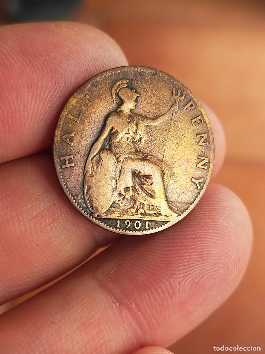 Monedas antiguas de Europa: MONEDA DE 1/2 MEDIO HALF PENIQUE PENNY 1901 REINO UNIDO GRAN BRETA&Ntilde;A INGLATERRA BUENA CONSERVACION