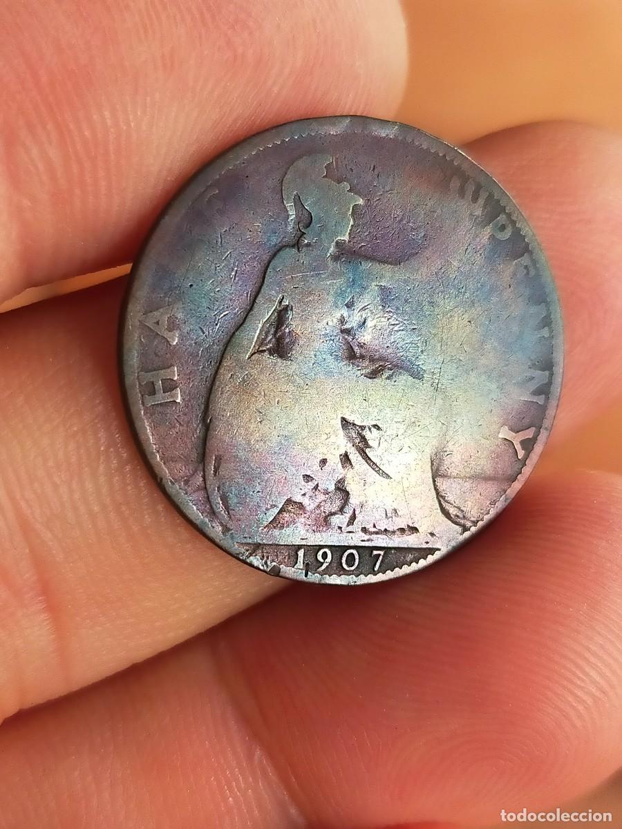 Monedas antiguas de Europa: MONEDA DE 1/2 MEDIO HALF PENIQUE PENNY 1907 REINO UNIDO GRAN BRETA&Ntilde;A INGLATERRA MALA CONSERVACION