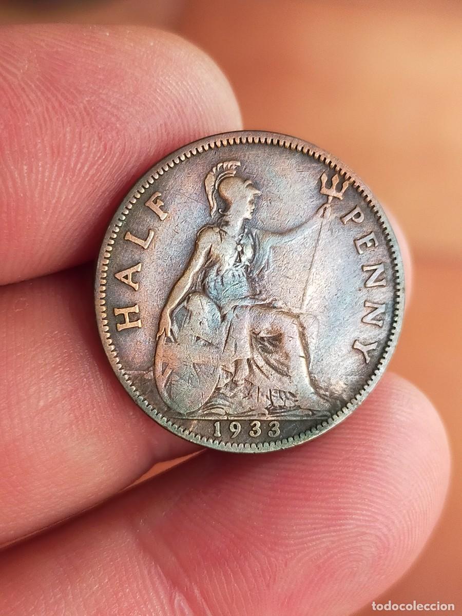 Monedas antiguas de Europa: MONEDA DE 1/2 MEDIO HALF PENIQUE PENNY 1933 REINO UNIDO GRAN BRETA&Ntilde;A INGLATERRA BUENA CONSERVACION