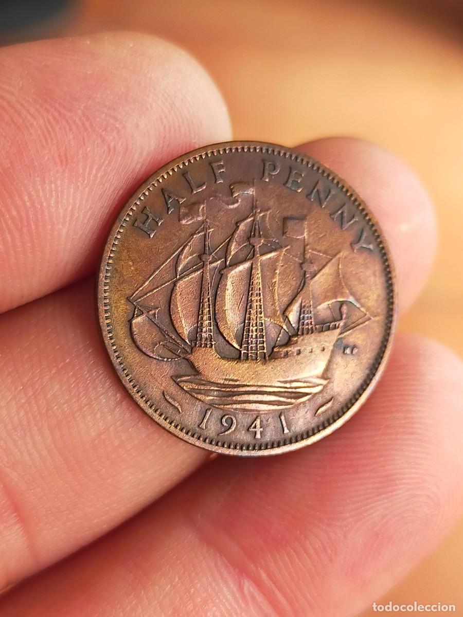 Monedas antiguas de Europa: MONEDA DE 1/2 MEDIO HALF PENIQUE PENNY 1941 REINO UNIDO GRAN BRETA&Ntilde;A INGLATERRA BUENA CONSERVACION