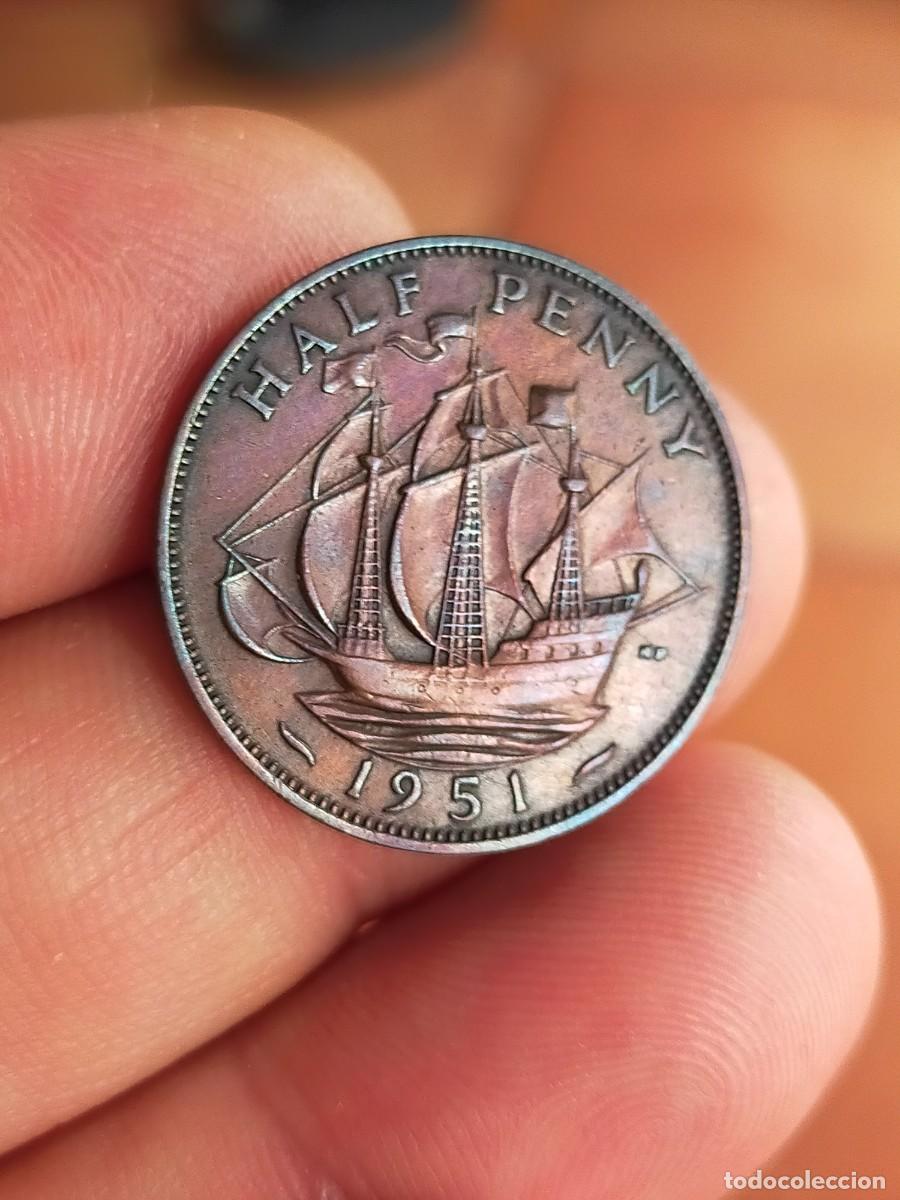 Old Coins of Europe: MONEDA DE 1/2 MEDIO HALF PENIQUE PENNY 1951 REINO UNIDO GRAN BRETA&Ntilde;A INGLATERRA BUENA CONSERVACION