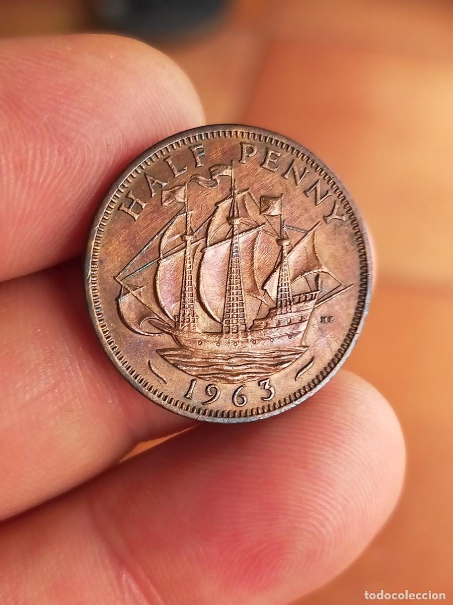 Monedas antiguas de Europa: MONEDA DE 1/2 MEDIO HALF PENIQUE PENNY 1963 REINO UNIDO GRAN BRETA&Ntilde;A INGLATERRA BUENA CONSERVACION