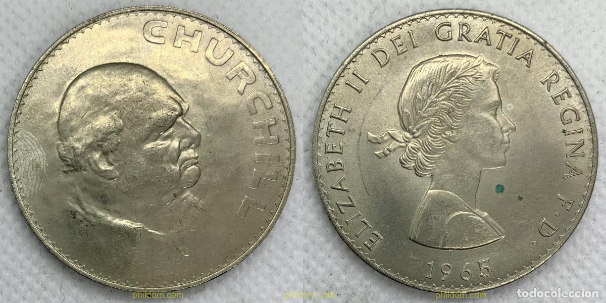 Moedas antigas da Europa: 2464 GRAN BRETA&Ntilde;A 1965 GREAT BRITAIN 1965 CHURCHILL 1 CROWN