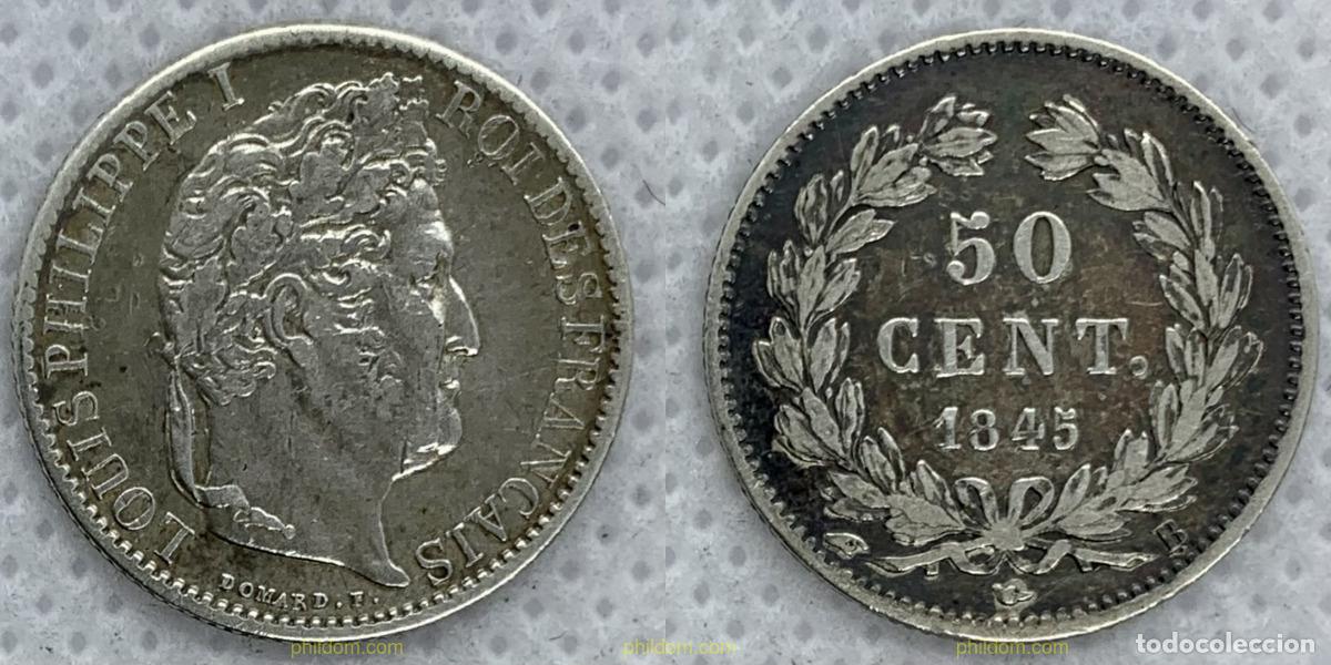 Monedas antiguas de Europa: 2496 FRANCIA 1845 LOUIS PHILIPPE I 50 CENT 1845