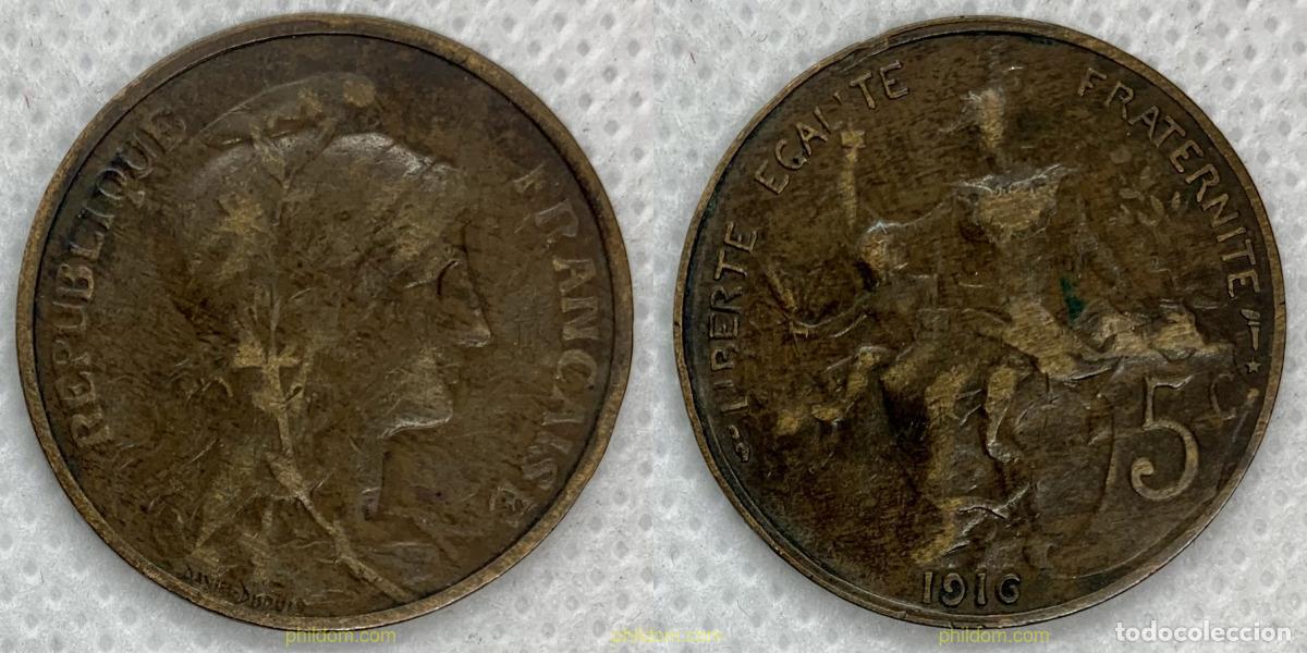 Monedas antiguas de Europa: 2529 FRANCIA 1916 FRANCE 5 CENTIMES 1916
