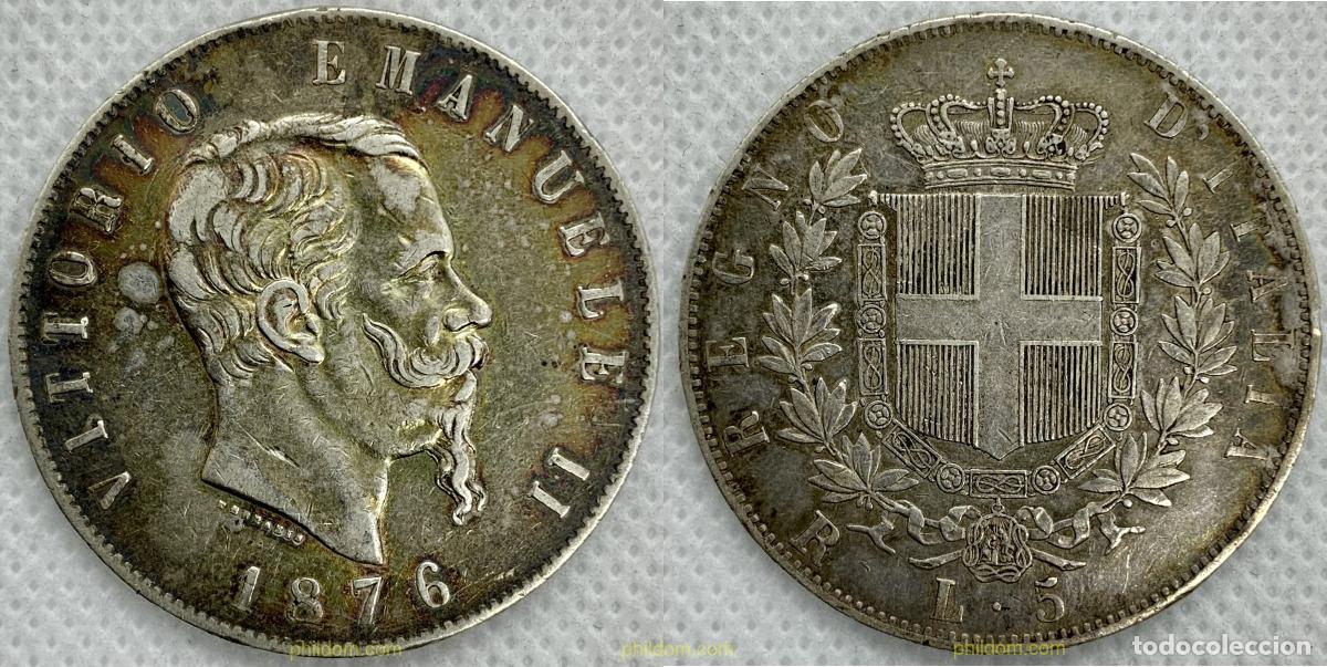 Monedas antiguas de Europa: 2542 ITALIA 1876 ITALY 5 LIRE 1876 VITTORIO EMANUELE II