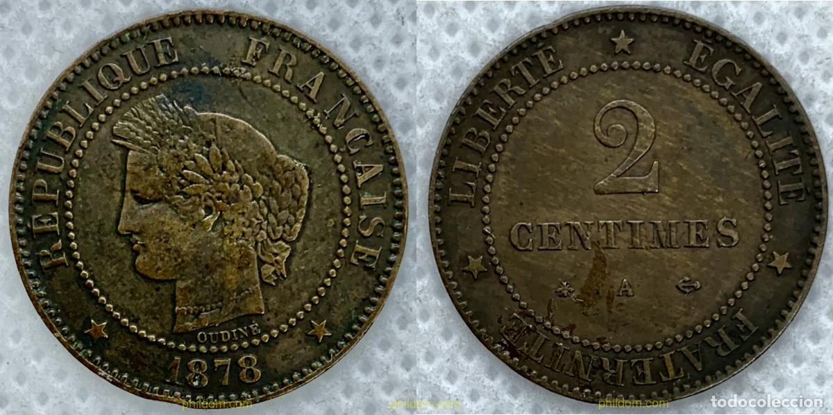 Monedas antiguas de Europa: 2545 FRANCIA 1878 FRANCE 2 CENTIMES 1878 A