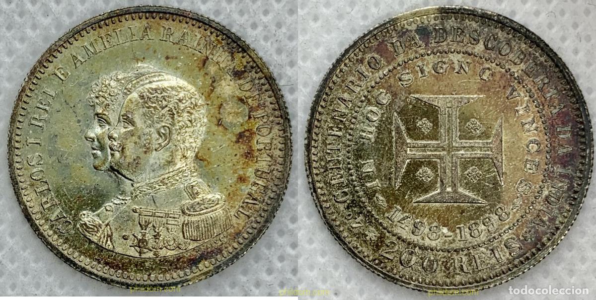 Monedas antiguas de Europa: 2551 PORTUGAL 1898 CARLOS I REI E AMELIA RAINHA DE PORTUGAL 200 REIS 1898