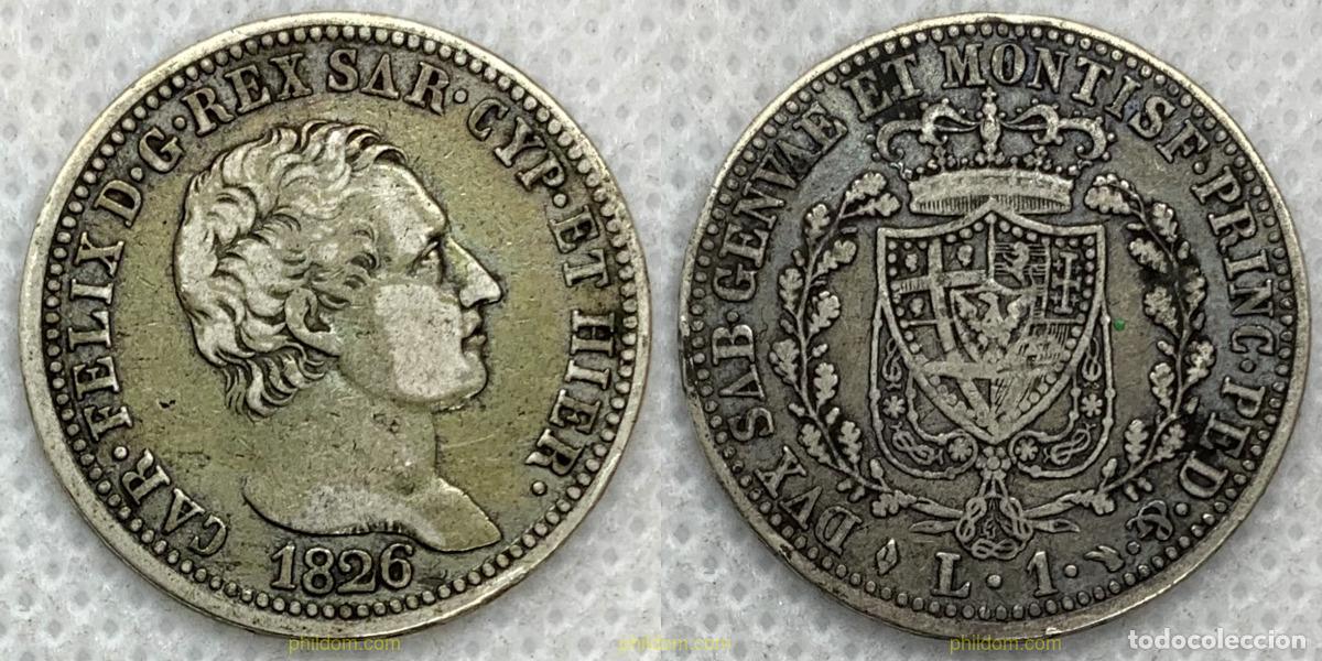 Monedas antiguas de Europa: 2572 ITALIA 1826 ITALIAN SARDINIA 1 LIRA 1826
