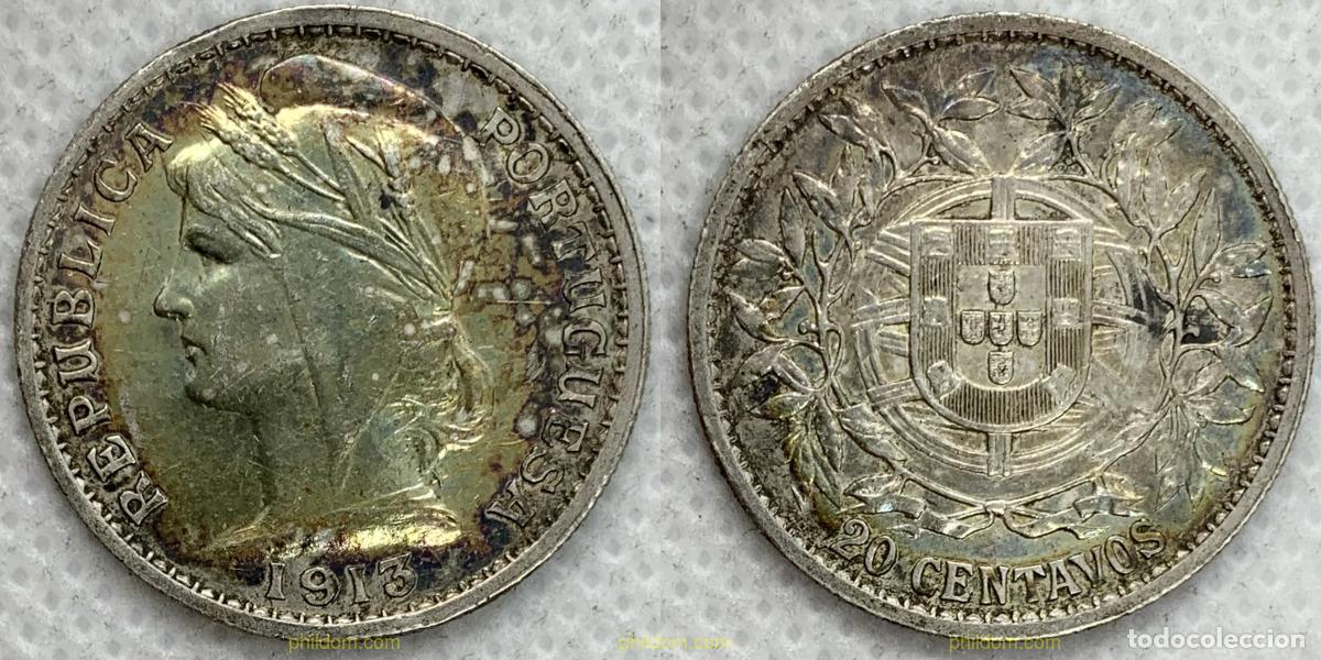 Monedas antiguas de Europa: 2599 PORTUGAL 1913 PORTUGAL 20 CENTAVOS 1913
