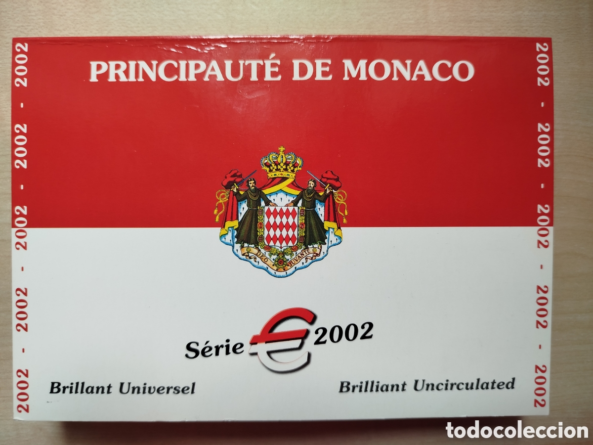Monedas antiguas de Europa: Estuche de M&oacute;naco del a&ntilde;o 2002, 8 monedas