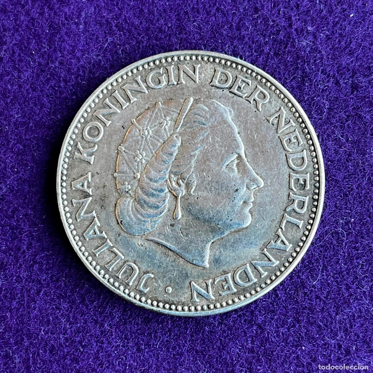 Monedas antiguas de Europa: MONEDA DE PLATA DE HOLANDA. 2 1/2 GULDEN. 1959. REINA JULIANA. 15 GR. 0,720. ORIGINAL.