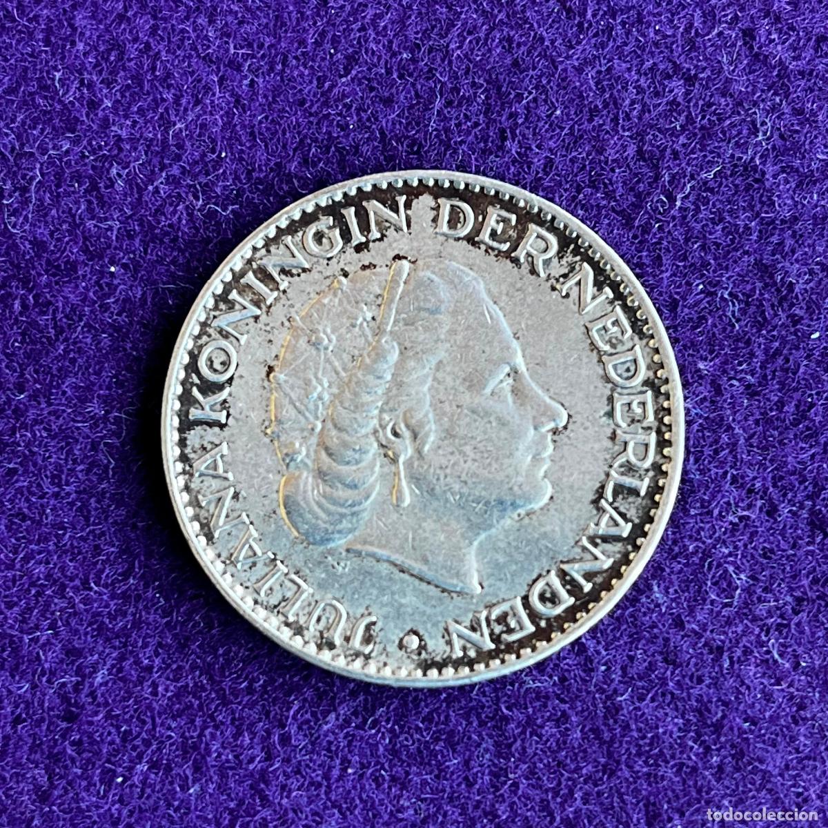 Monedas antiguas de Europa: MONEDA DE PLATA DE HOLANDA. 1 GULDEN. 1956. REINA JULIANA. 6,50 GR. 0,720. ORIGINAL.