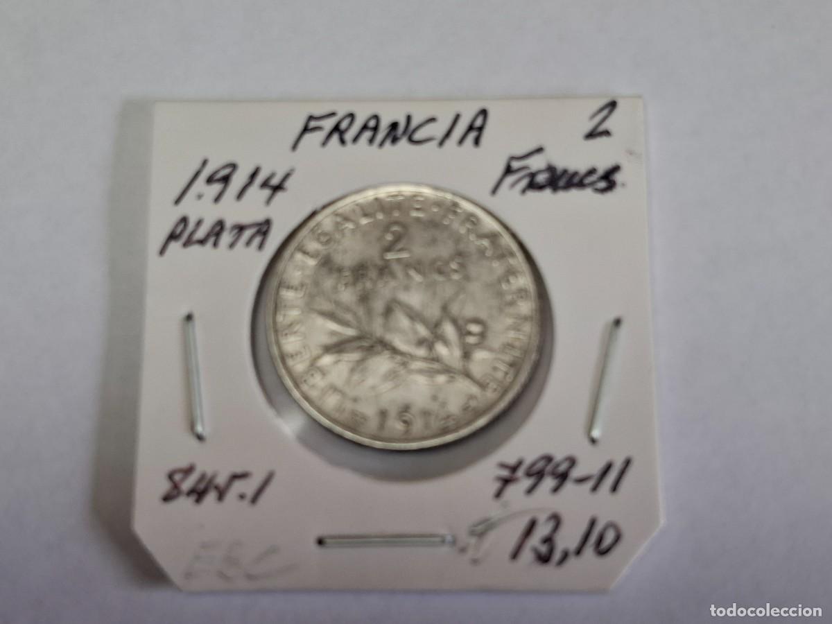 Monedas antiguas de Europa: 2 FRANCOS de PLATA de 1914 KM 845.1 FRANCIA en EBC