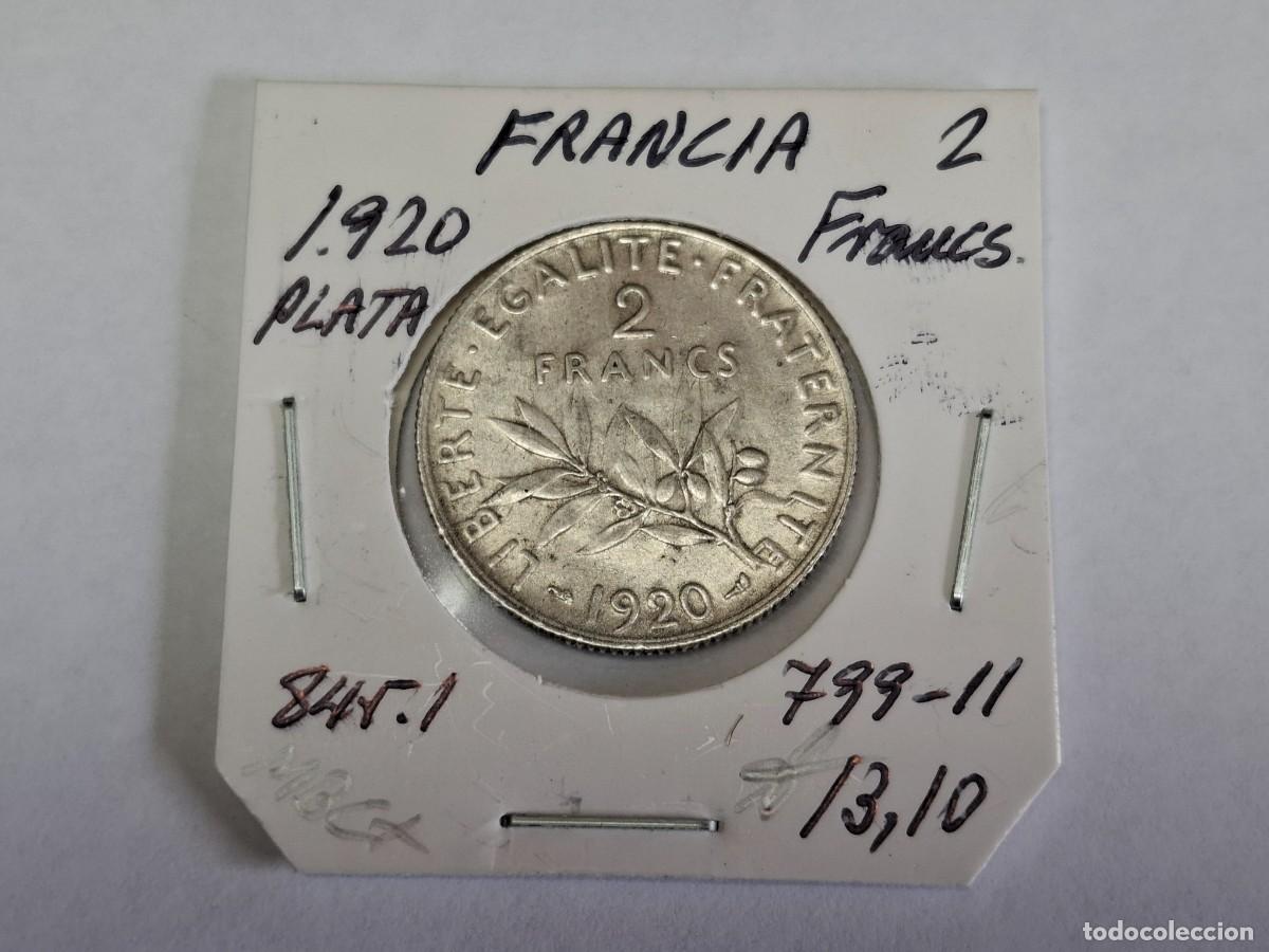Monedas antiguas de Europa: 2 FRANCOS de PLATA de 1920 KM 845.1 FRANCIA en MBC+