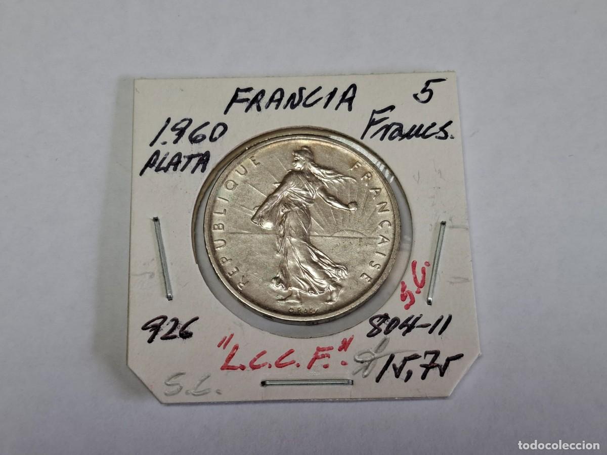 Monedas antiguas de Europa: 5 FRANCOS de PLATA de 1960 KM 926 FRANCIA en SIN CIRCULAR