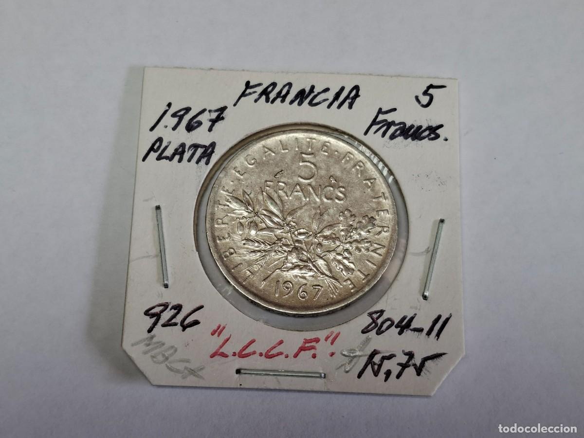 Monedas antiguas de Europa: 5 FRANCOS de PLATA de 1967 KM 926 FRANCIA en MBC+