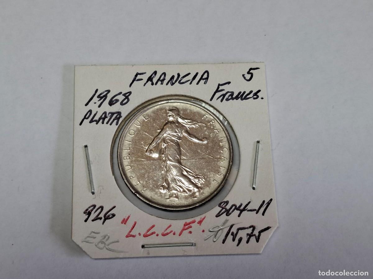 Monedas antiguas de Europa: 5 FRANCOS de PLATA de 1968 KM 926 FRANCIA en EBC