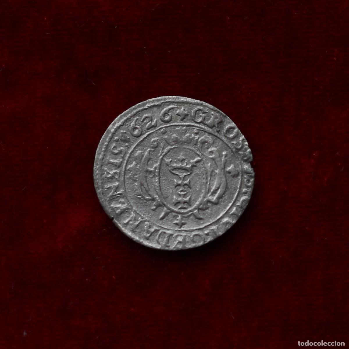 Monedas antiguas de Europa: GROSZ 1626 GDANSK, POLONIA