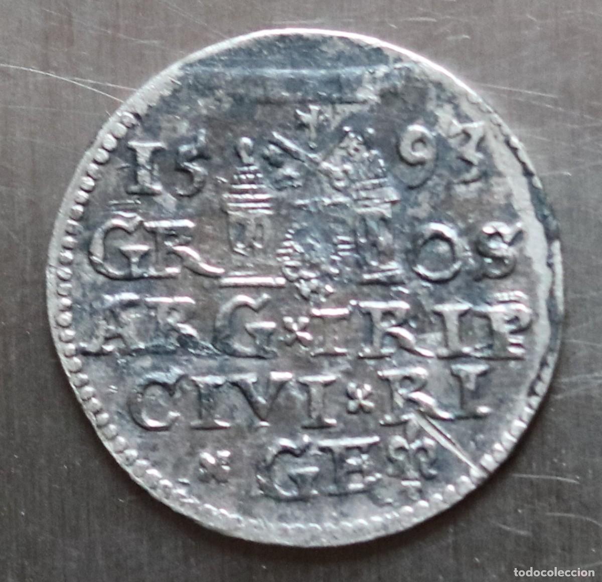 Monedas antiguas de Europa: 3 GROSZ 1593 RIGA. RARA