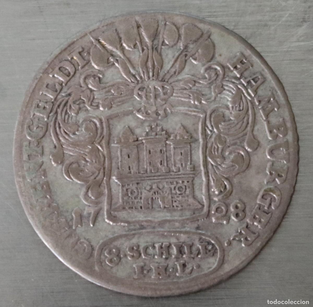 Monedas antiguas de Europa: 8 CHELINES 1728 HAMBURGO