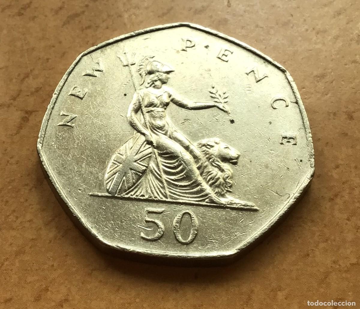 Monedas antiguas de Europa: 50 peniques de Reino Unido (Gran Breta&ntilde;a). A&ntilde;o 1979