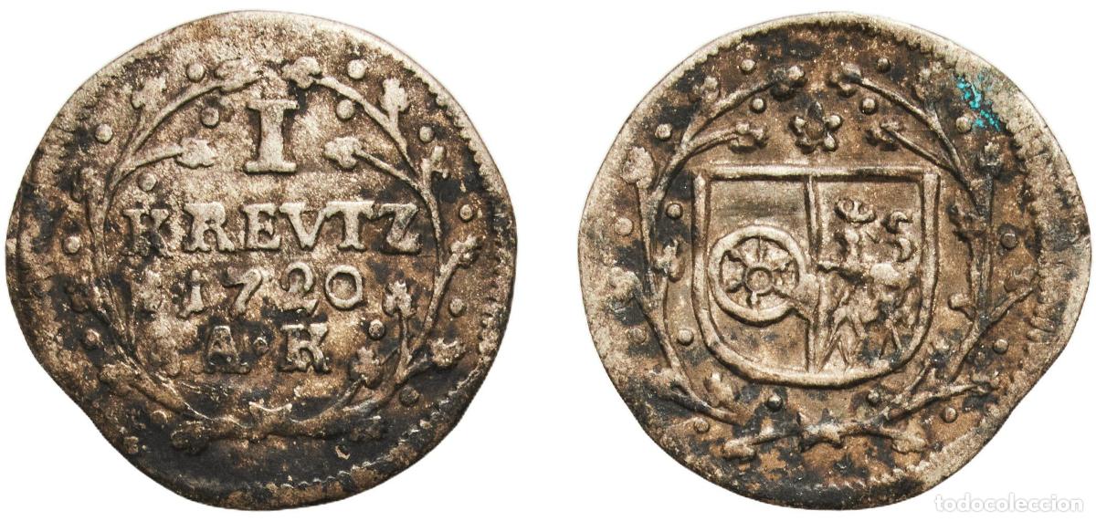 Monedas antiguas de Europa: Germany Archbishopric of Mainz 1720 AK 1 Kreuzer - Lothair Francis of Sch&ouml;nborn Silver Mainz 0.49g