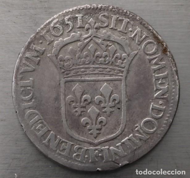 Monedas antiguas de Europa: 1/2 DE ECU 1651 FRANCIA. CECA F ANGERS