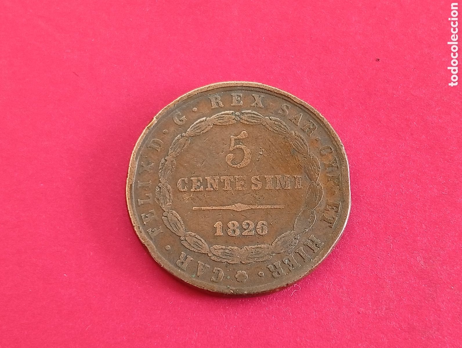 Monedas antiguas de Europa: 5 centesimi Sardinia 1826