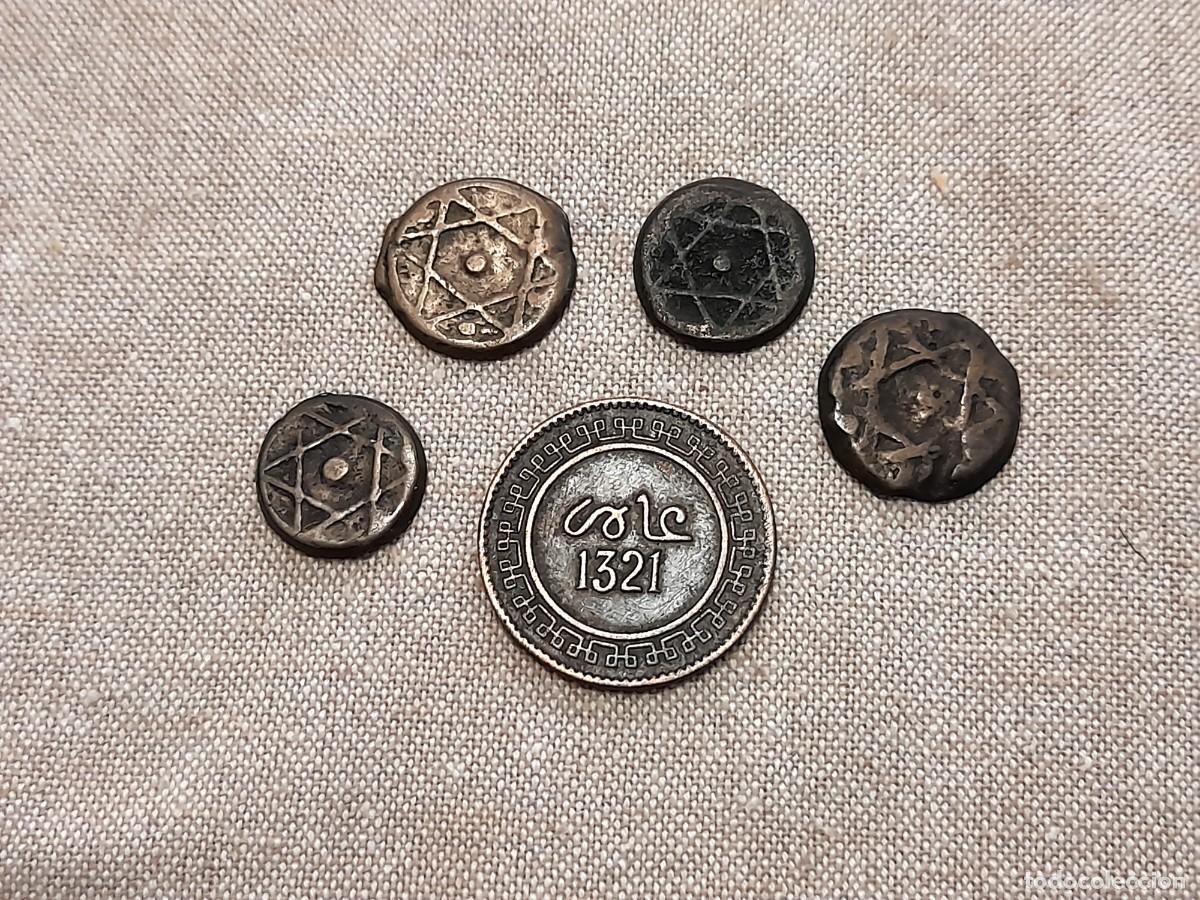 Monedas antiguas de Europa: Marruecos, lote de 5 monedas Antiguas