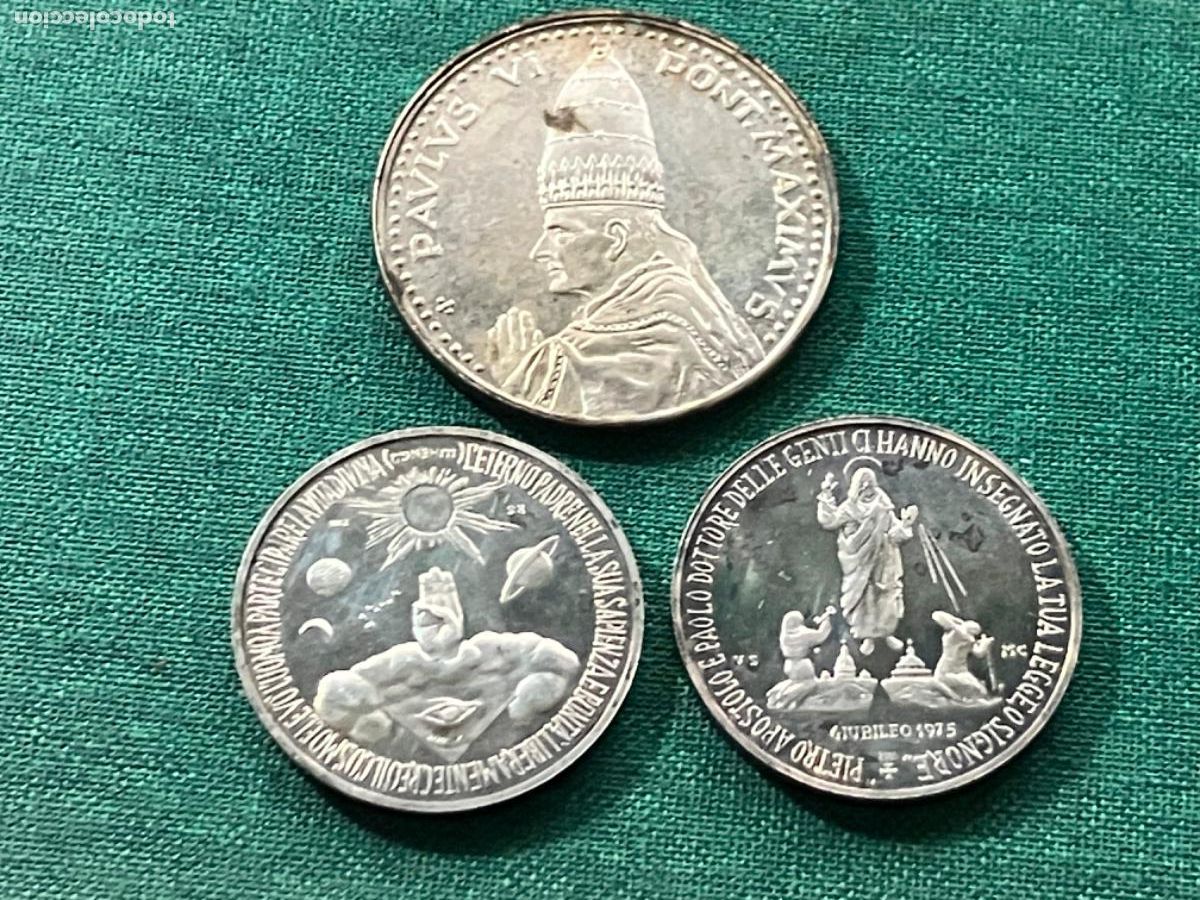 Monedas antiguas de Europa: 3 medallas Vaticano A&ntilde;o 1975 Jubileo Giubileo Papa Pablo VI Citta' del Vaticano - Plata