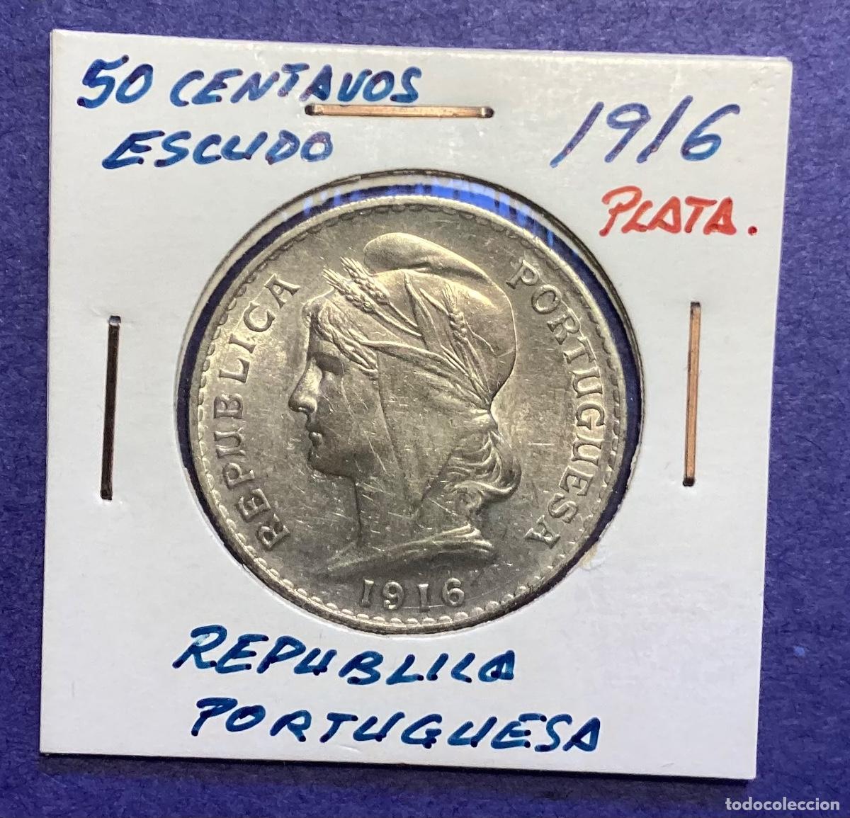 Monedas antiguas de Europa: 50 Centavos plata Portugal 1916