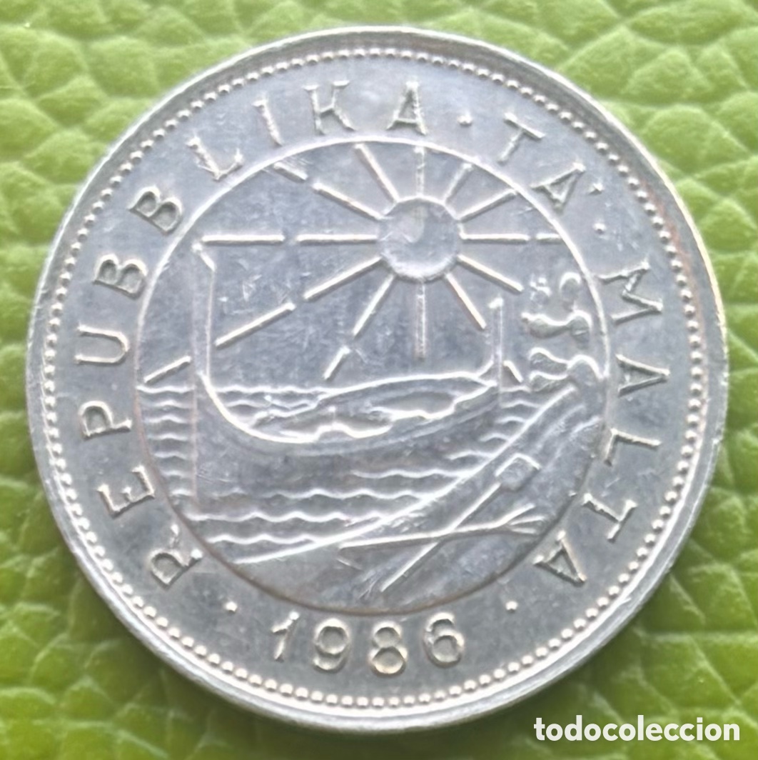 Monedas antiguas de Europa: MALTA. 25 CENTAVOS DE LIRA. 1986.