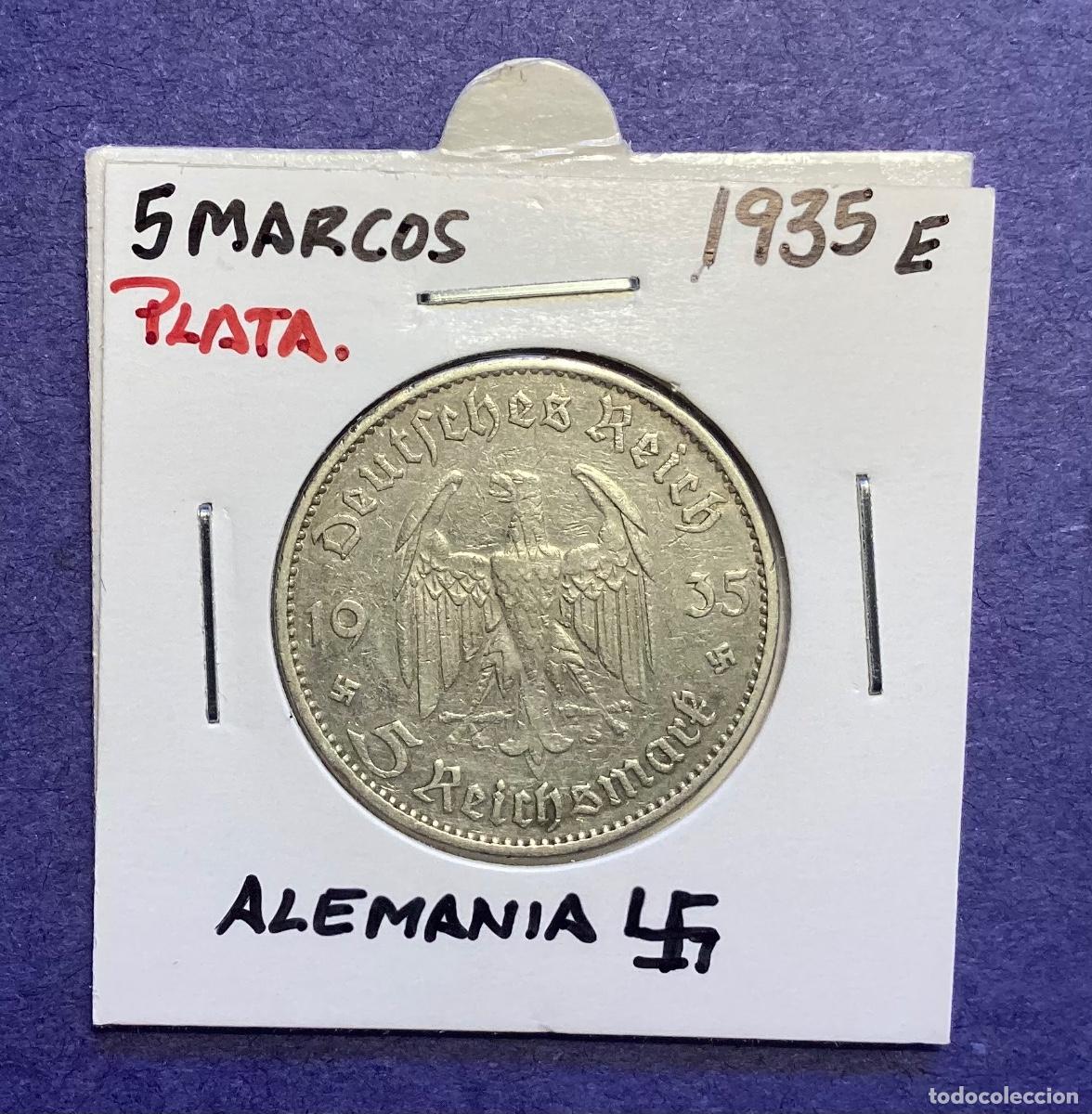 Monedas antiguas de Europa: 5 marcos plata Alemania 1935 E
