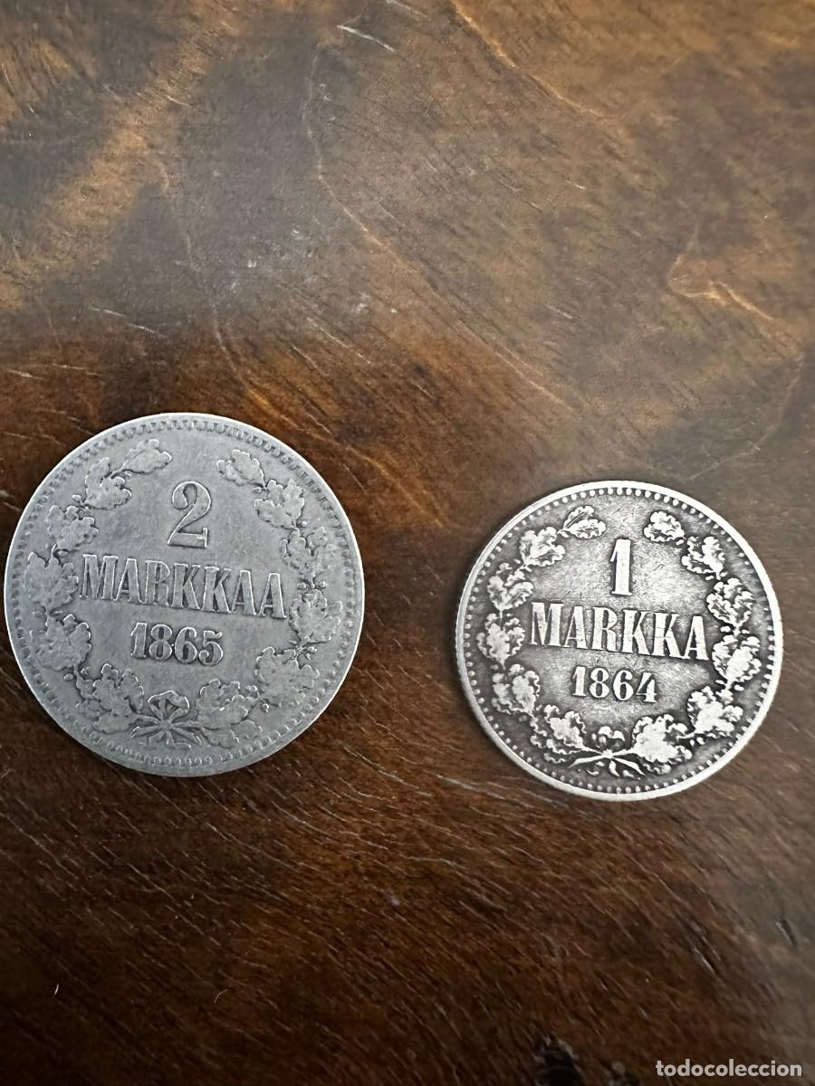 Monedas antiguas de Europa: PAREJA DE MONEDAS DE PLATA FINLANDIA (1864-1865): LOS PRIMEROS A&Ntilde;OS DE ACU&Ntilde;ACI&Oacute;N (CECA IMPERIAL)