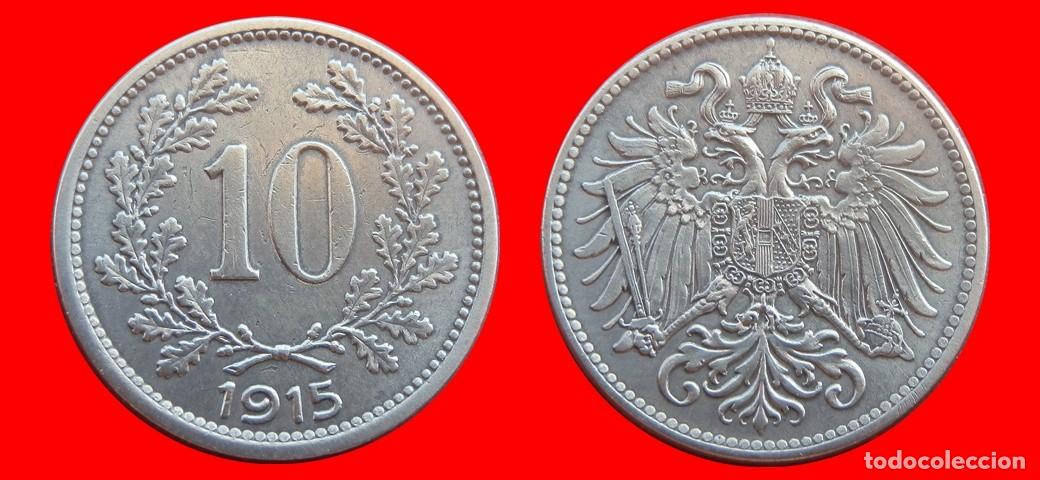 Monedas antiguas de Europa: 10 HELLER 1915 AUSTRIA-150907