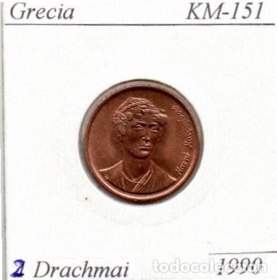 Monedas antiguas de Europa: GRECIA 1990, 2 DRACHMAI, KM-151, SC-UNC;