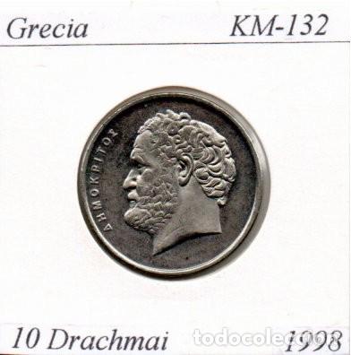 Monedas antiguas de Europa: GRECIA 1998, 10 DRACHMAI, KM-132, SC-UNC;
