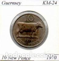 Monedas antiguas de Europa: GUERNSEY 1970, 10 NEW PENCE, KM-24, SC;