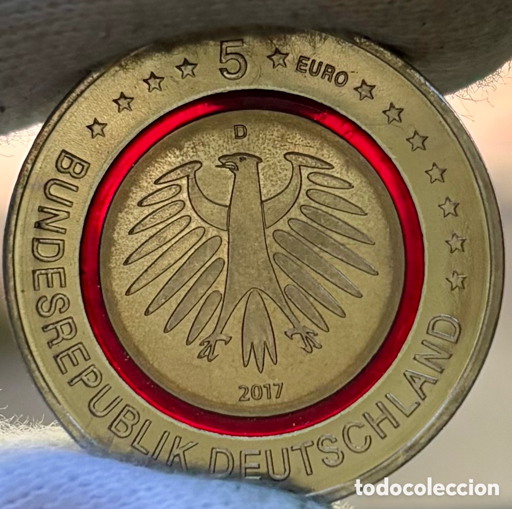 Monedas antiguas de Europa: Moneda ALEMANIA 5 Euros 2017-D . Color SC. Zona Tropical. Euro