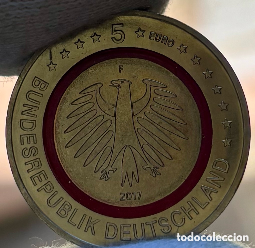 Monedas antiguas de Europa: Moneda ALEMANIA 5 Euros 2017-F . Color SC . Zona Tropical. Euro