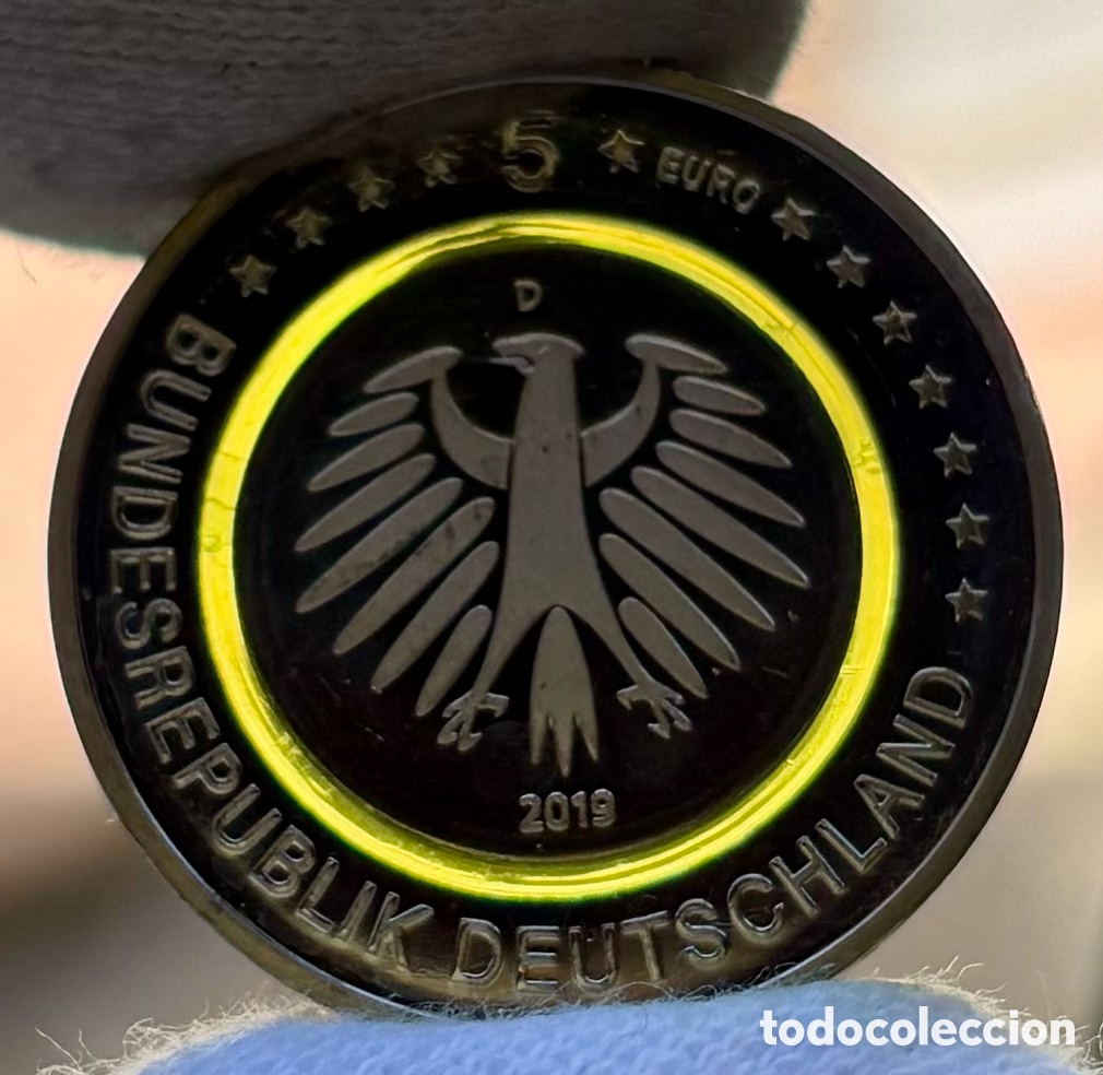 Monedas antiguas de Europa: Moneda ALEMANIA 5 Euros 2019-D Color SC. Zona Moderada. Euro