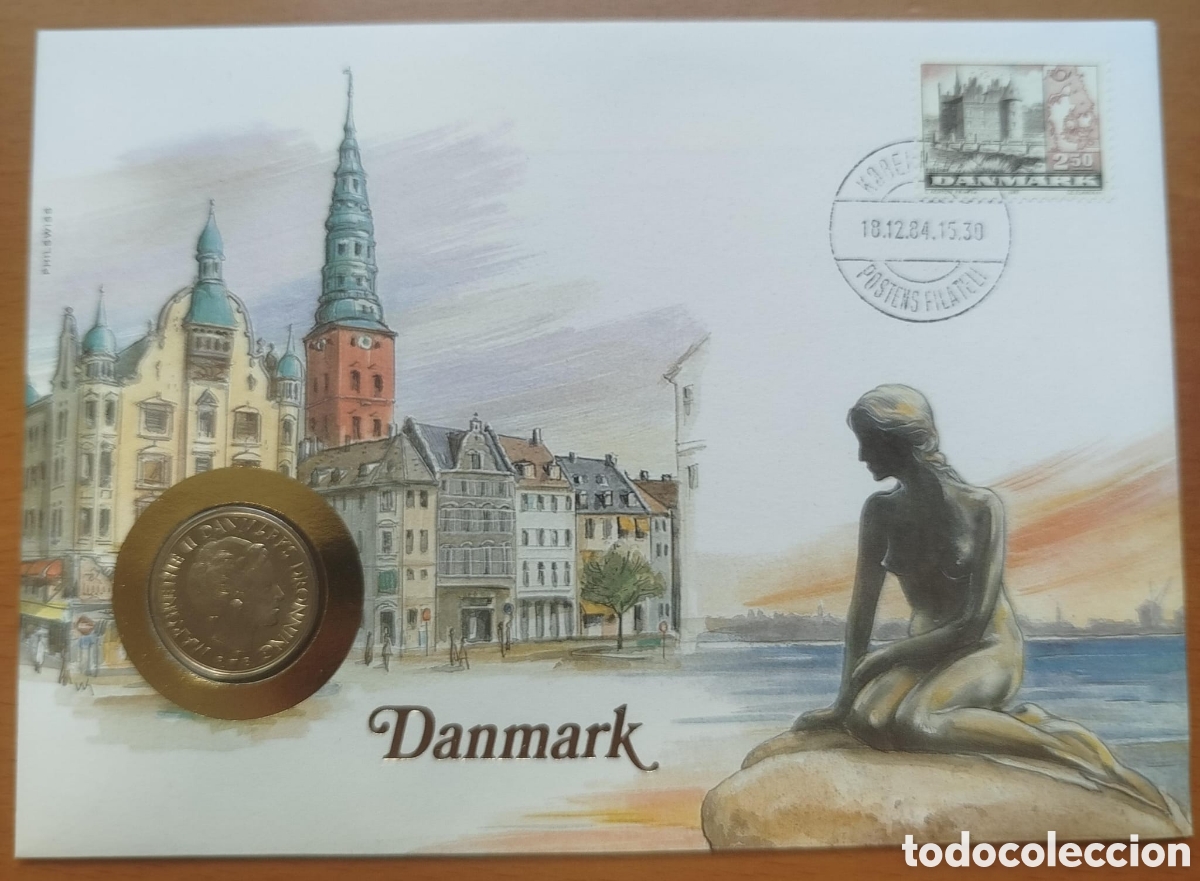 Monedas antiguas de Europa: Moneda 1 Corona Dinamarca 1985 - Sello y Matasellos Margarita II