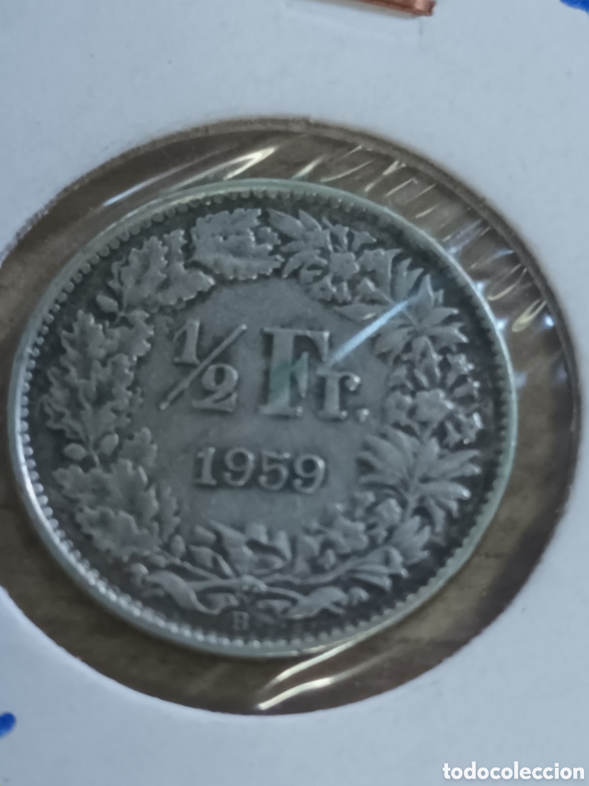 Monedas antiguas de Europa: MONEDA DE 1/2 FRANCO SUIZO PLATA A&Ntilde;O 1959