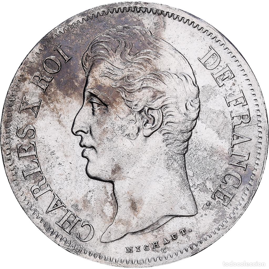 Monedas antiguas de Europa: [#1551011] Francia, Charles X, 5 Francs, 1829, Rouen, Plata, BC+, Gadoury:644, KM:728.2