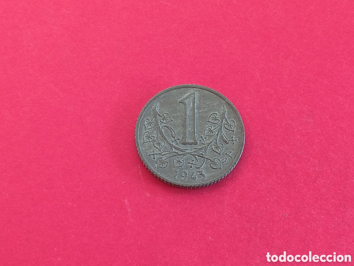 Monedas antiguas de Europa: 1 corona de Bohemia y Moravia 1943