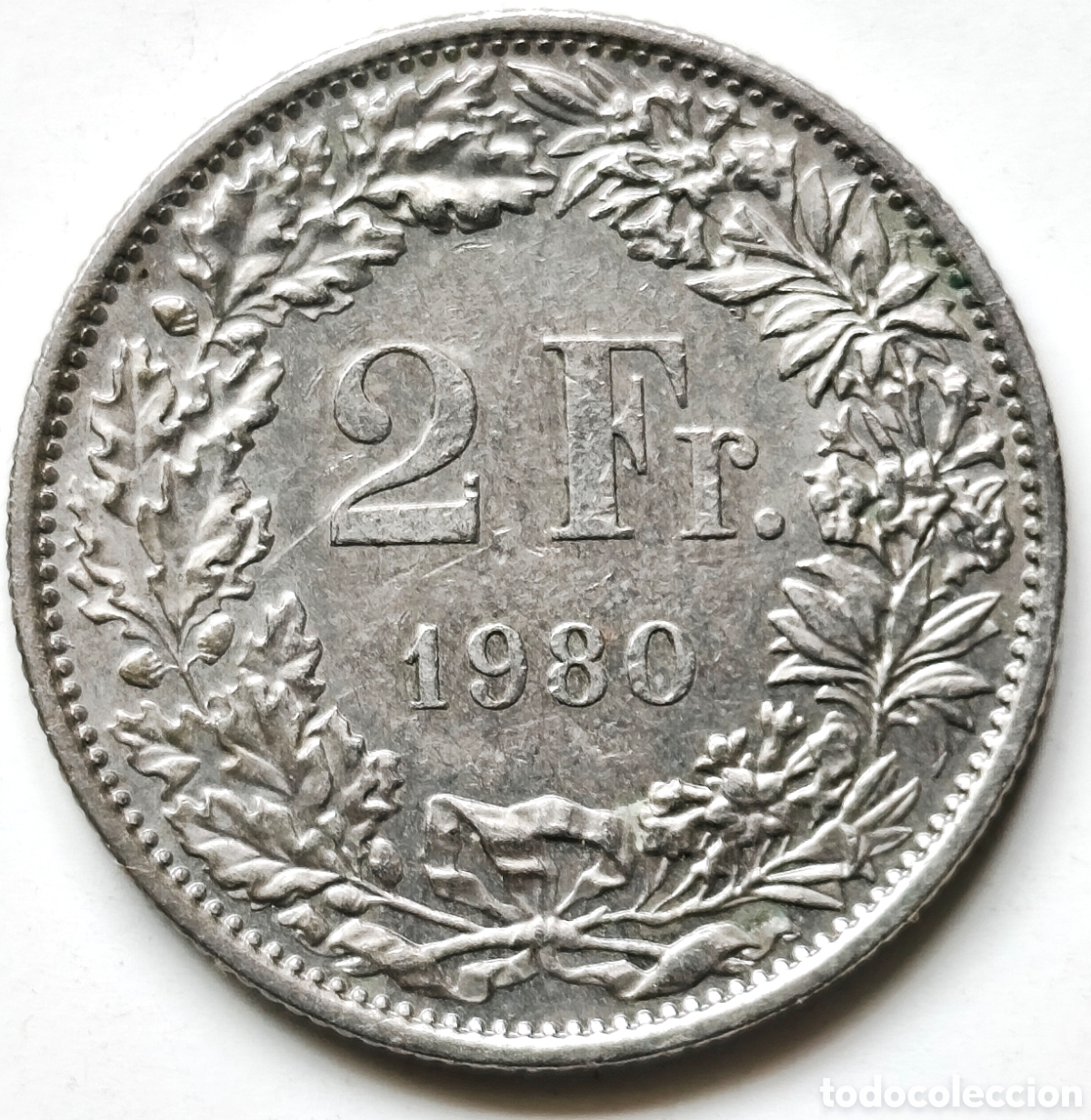 Monedas antiguas de Europa: Suiza, 2 francs de 1980,